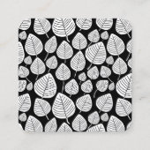 葉パターン – 白と黒 スクエア名刺 (正面)