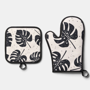 葉パターン 鍋つかみ&鍋敷きセット