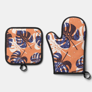 葉パターン 鍋つかみ&鍋敷きセット