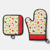 葉パターン 鍋つかみ&鍋敷きセット (正面)