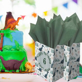 葉パーソナライズされた葉と卵を持つ青い恐竜 ミディアムペーパーバッグ