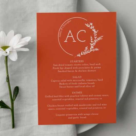 葉フレームミニマル銅赤ウェディングレセプション メニュー