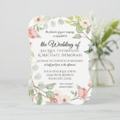 葉ベリエレガントーピンクの水色ワイルドフラワー 招待状 (スタンド正面)
