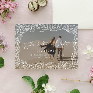 葉ミニマルのモダン多い書道の両面 セーブザデート