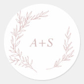 葉ミニマル板 |ほこりっぽいバラモノグラム封筒用シール ラウンドシール (正面)