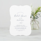 葉ミニマル板 |ほこりっぽいブルーブライダルシャワー 招待状 (スタンド正面)