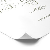 葉ミニマル板 |オリーブグリーンカスタム文字標識 ポスター (角)