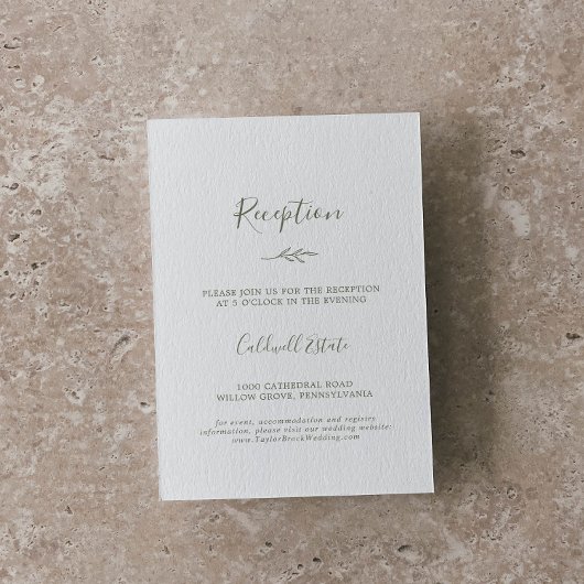 葉ミニマル板 |オリーブグリーン披露宴 エンクロージャーカード