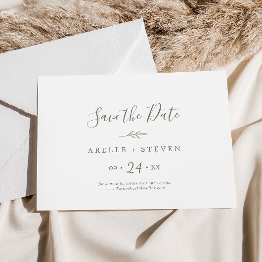 葉ミニマル板 |オリーブグリーン(横) セーブザデート