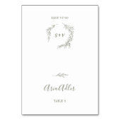 葉ミニマル板 |オリーブ結婚グリーン座席表 テーブルナンバー (正面)