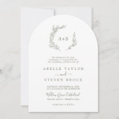 葉ミニマル板 | オリーブ色の緑のアーチ結婚すべて 招待状 (正面)