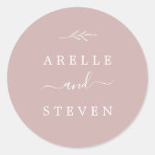 葉ミニマル板 |ダスティバラ結婚の封筒用シール ラウンドシール (正面)