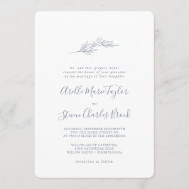 葉ミニマル板 |ダスティー伝統的ブ結婚ルー 招待状