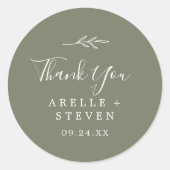 葉ミニマル板 |ダークグリーンお気に入りステッカー ラウンドシール (正面)