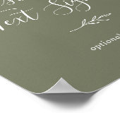 葉ミニマル板 |ダークグリーンカスタム文字標識 ポスター (角)