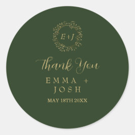 葉ミニマル板 |ダークグリーンフォーマルモノグラ結婚ム ラウンドシール