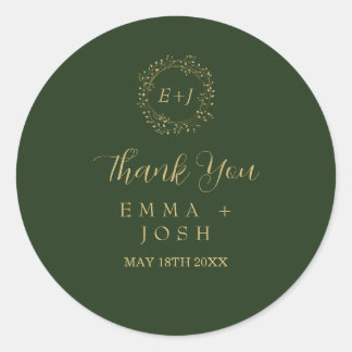 葉ミニマル板 |ダークグリーンフォーマルモノグラ結婚ム ラウンドシール