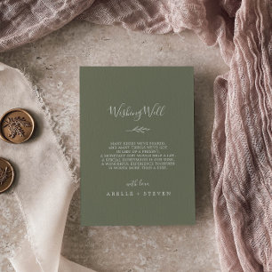 葉ミニマル板  ダークグリーン結婚の願い事 エンクロージャーカード