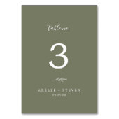 葉ミニマル板 |ダークグリーン結婚ズ テーブルナンバー (裏面)