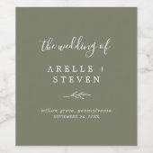 葉ミニマル板 |ダークグリーン結婚ズ ワインラベル (シングルラベル)