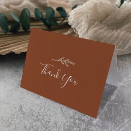 葉ミニマル板 |テラコッタ結婚のサンキューカード サンキューカード