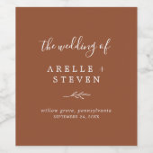 葉ミニマル板 |テラコッタ結婚のワインラベル ワインラベル (シングルラベル)