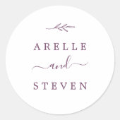 葉ミニマル板 |ナス結婚の封筒用シール ラウンドシール (正面)