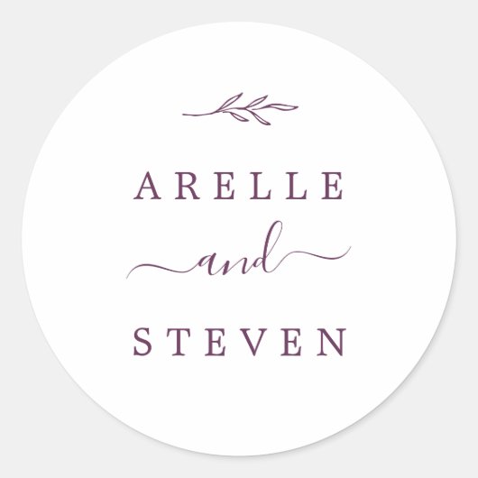 葉ミニマル板 |ナス結婚の封筒用シール ラウンドシール (正面)