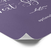 葉ミニマル板 |プラムパープルカスタム文字標識 ポスター (角)
