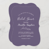 葉ミニマル板 |プラムパープルブライダルシャワー 招待状 (正面/裏面)
