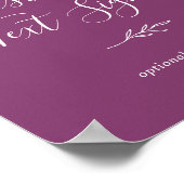 葉ミニマル板 |ベリーパープルカスタム文字標識 ポスター (角)
