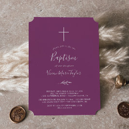 葉ミニマル板 |ベリーパープルバプテスマ招待状 招待状