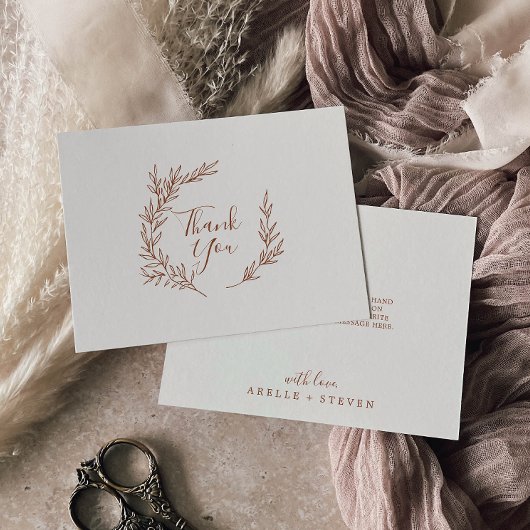 葉ミニマル板 |ボホークリームフラットサンキューカード サンキューカード