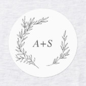 葉ミニマル板 |ラベルにダークグレーモノグラム鉄 ラベル (デザイン1)