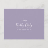 葉ミニマル板 |ラベンダーメニュー選択RSVPポストカード インビテーションポストカード (正面)