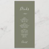 葉ミニマル板 |濃い緑のディナーとドリンクのメニュー メニュー (裏面)