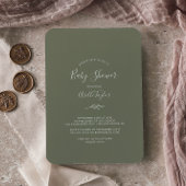 葉ミニマル板 |濃い緑のベビーシャワー 招待状