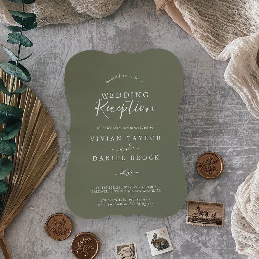 葉ミニマル板 |濃い緑の結婚披露宴 招待状