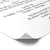 葉ミニマル板 |白黒のドリンク結婚メニュー ポスター (角)