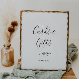 葉ミニマル板 |白黒カードとギフト ポスター