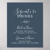 葉ミニマル板 |石板ブルーのシグネチャードリンク ポスター (正面)