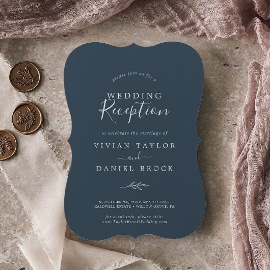 葉ミニマル板 |石板ブルーウェディングレセプション 招待状