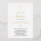 葉ミニマル板 | 金箔2または3人バプテスマ 箔招待状 (正面)