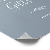 葉ミニマル板 |青と白のカードとギフト ポスター (角)