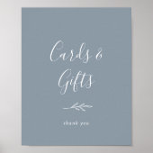 葉ミニマル板 |青と白のカードとギフト ポスター (正面)