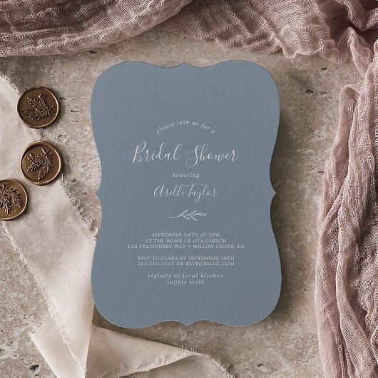 葉ミニマル板 |青と白のブライダルシャワー 招待状