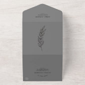 葉ミニマル板 |青と白結婚の オールインワン招待状 (外側)