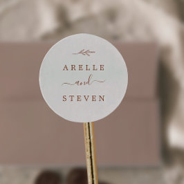 葉ミニマル板 | Boho Creamの結婚封筒用シール ラウンドシール