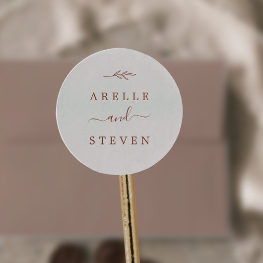 葉ミニマル板 | Boho Creamの結婚封筒用シール ラウンドシール