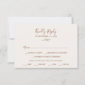 葉ミニマル板 | Boho Creamメニュー選択RSVPカード 出欠カード (正面)